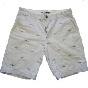 Light grey Old Navy shorts with darker grey sharks